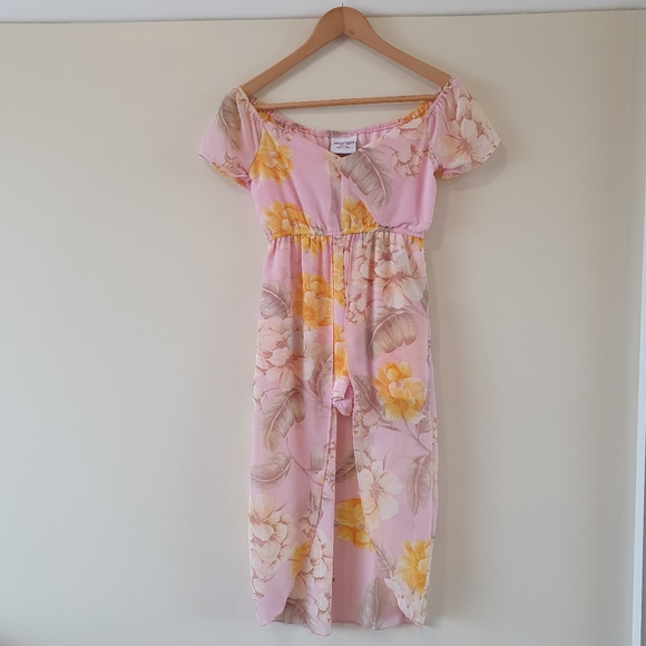 Mango Other - Mango Size 10 Girls Youth Jumpsuit with Trail Pink and Yellow Summer Dress